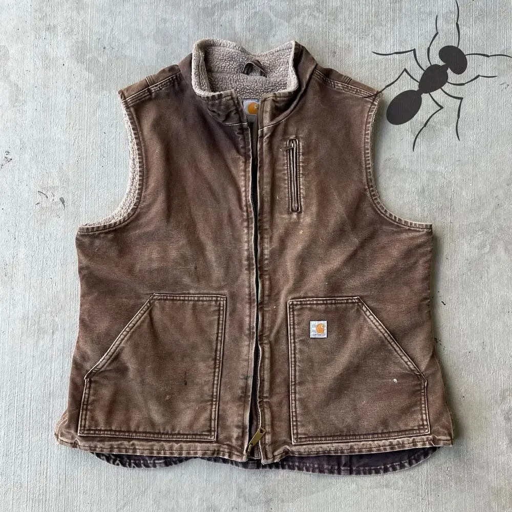 Carhartt WOMENS brown sherpa work wear vest - Picture 1 of 8